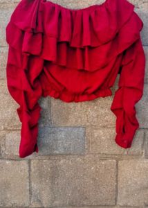 Red Ruffle Off-Shoulder Top