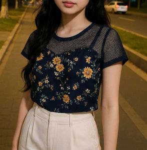 Floral Mesh Top