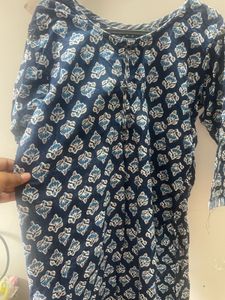 Blue Printed Kurta And Duppatta