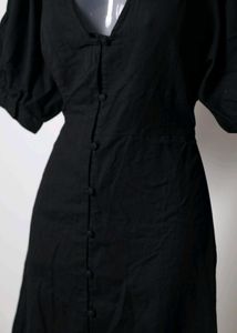 Black Puff Sleeve Mini Dress