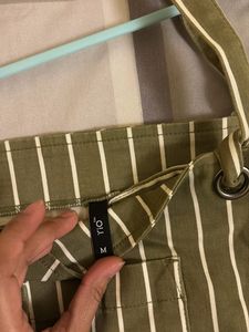 Striped Olive Green Pinafore Dress ( Never used )
