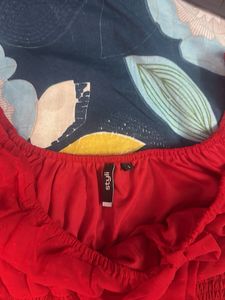 Hot Red Full Sleeves Top