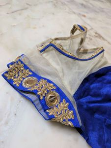Elegant Blue &amp; Gold Embroidered Blouse