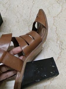 Clarks Tan Leather Block Heels