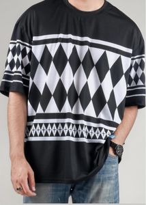 Black &amp; White Diamond Print Crop Top