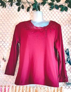 SizeM/L 🎁Buy 2 Get 1 Free 🎁Red Long Sleeve Top