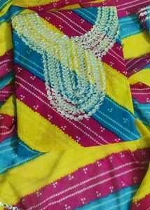 Striped Gota Patti Jaipuri Dress Material