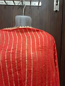 Red &amp; Gold Striped Dupatta