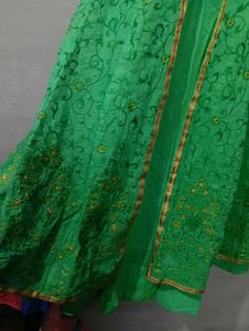 Green 💚 Gawn With Heavy Embroidery Shurug