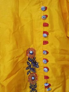 Yellow Embroidered Kurta