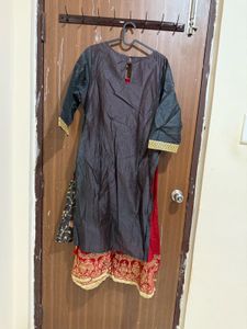 Black And Red Anarkali Kirti XXL Size New W/o Tag