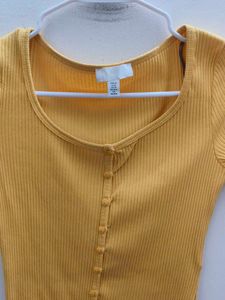 Cute Yellow Ribbed Top