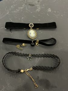 Set Of 3 Black Chokers