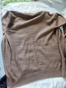 Brown Knit Cardigan with Floral Detail