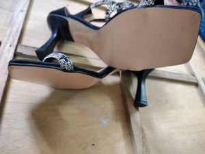 Black Gemstone Studed Heels