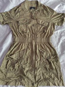 Khaki Canvas Cargo Dress