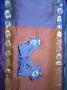 GentlyUsed Mustard and Purple Border SuperNet Sare