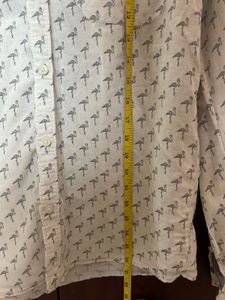 White Printed Casual Shirt| Size L