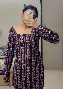 Floral Print Short Kurti