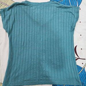 Casual Ribbed V-Neck Top