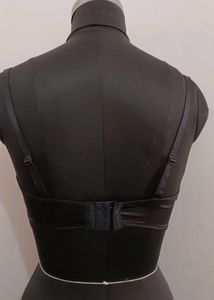 Satin Black Designer Bra 34D
