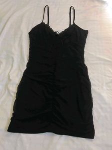H&M Black Ruched Mini Dress Busy 36
