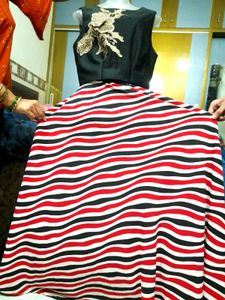 Striped Ethnic Skirt And Blouse