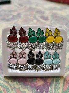 Multicolored Earrings 6 Pairs
