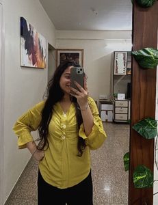 Mustard V-Neck Long Sleeve Top