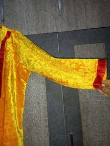 Velvet Yellow Stitched Kurta