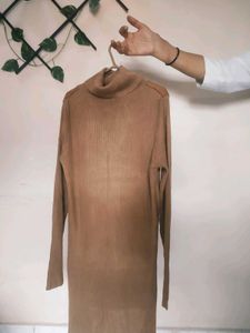 Brown Long Bodycon Sweater Dress