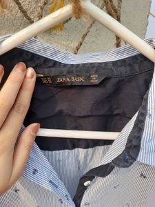 Zara Stripes Blue Shirt Women