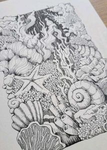 Sea Life Ink Drawing
