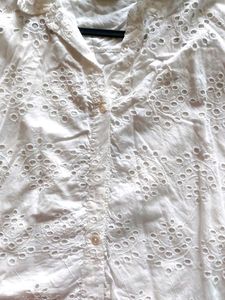 Schiffli Scalloped White Top