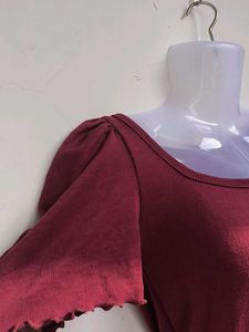 Burgundy Puff Sleeve Top