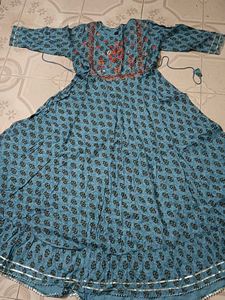 Stylish Blue Printed Umbrella Kurta