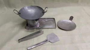 Miniature stainless steel kitchen set
