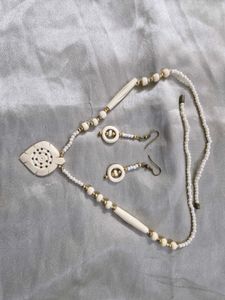 White Necklace With Earrings