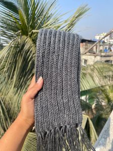 Gray Knitted Winter Scarf