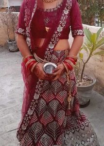 Elegant  Wine Colour Lehenga Choli Set