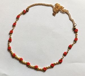 Cute Floral Red and Green Necklace