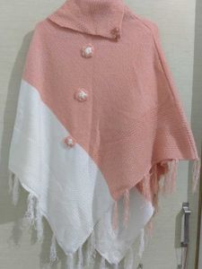 Peach &amp; White Poncho
