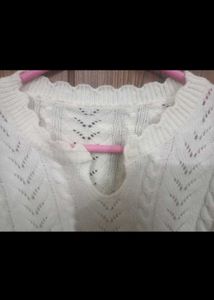 Cream Crochet Knit Sweater Top