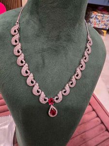 Zircon Pink Stone Necklace Set