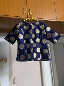 NeeBlue &amp; Gold Print Top
