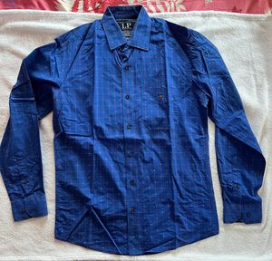 Louis Philippe Royal Blue Small Checks Shirt
