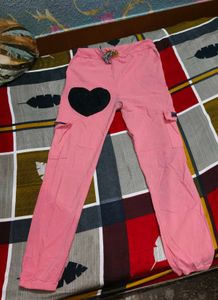 Cute Pink Heart Patch Joggers 💕