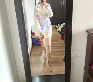 Multi-pastel Colored Sober Shirt Dress