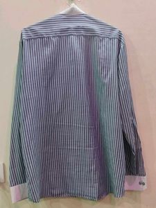 Striped Mandarin Collar Shirt