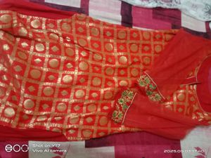 Elegant Red &amp; Gold Kurta